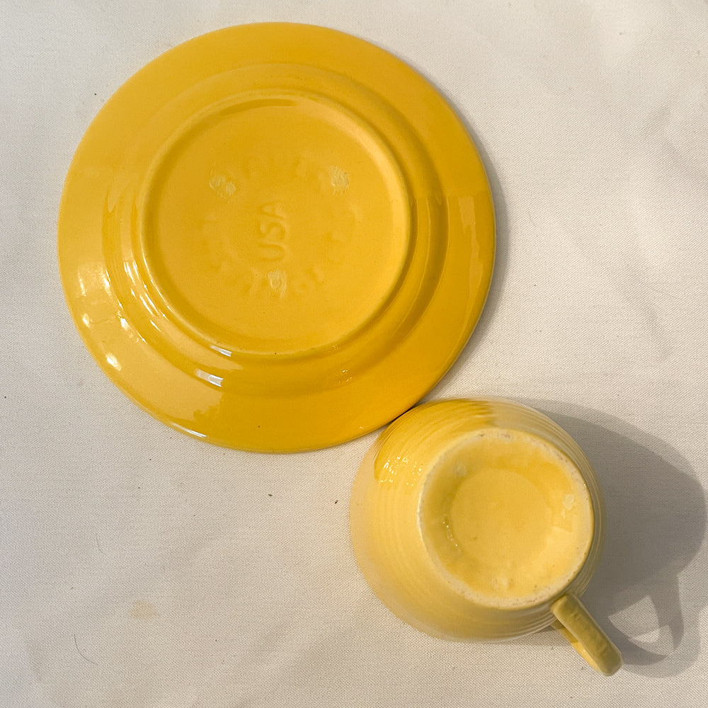 Bauer Pottery Monterey Yellow Cup & Saucer - 1940s