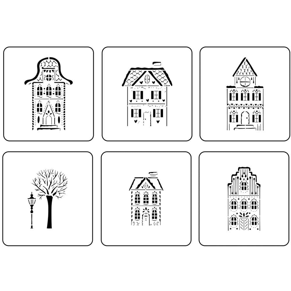 Christmas Village Houses Stencil Pack - JRV