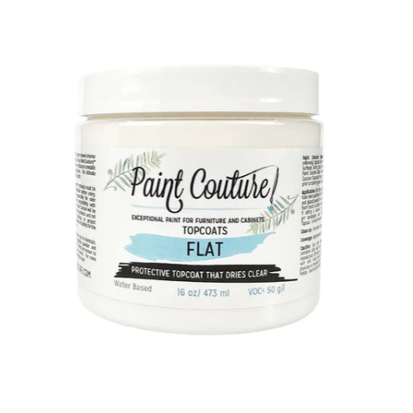 Paint Couture Flat Topcoat - Clear Water Based Sealer with Low VOC