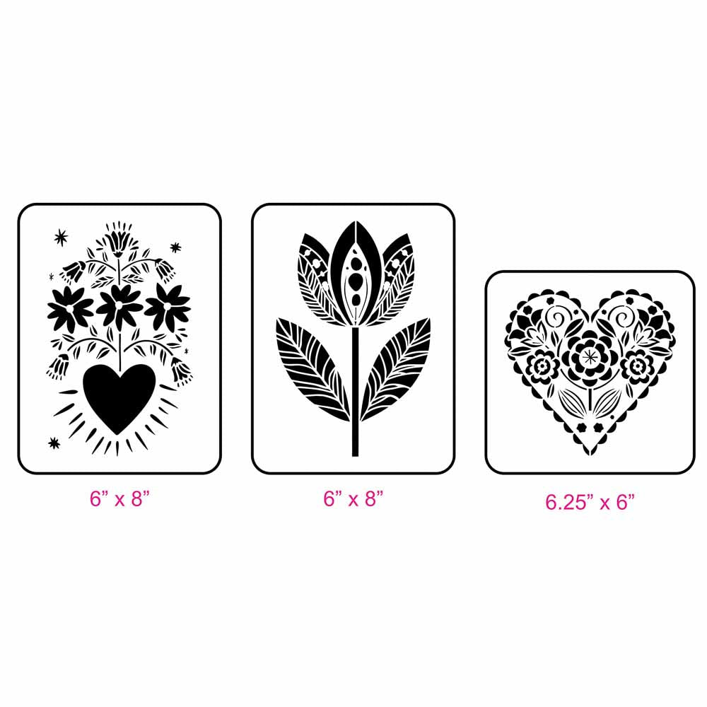 Folk Art Florals Stencil Set - JRV