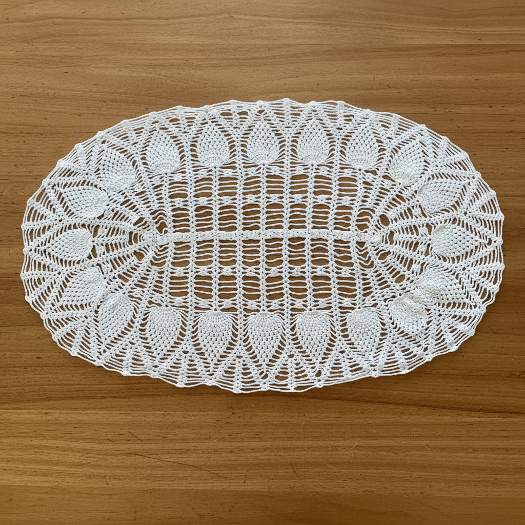 Hand Crochet White Doily - Vintage