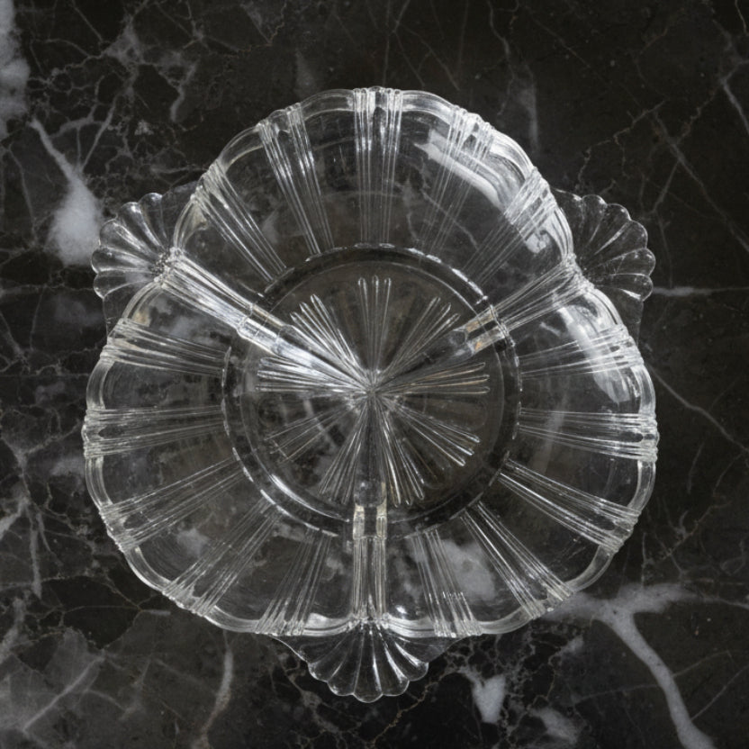 1930s Hazel Atlas Ridge Fan Divided Relish Dish