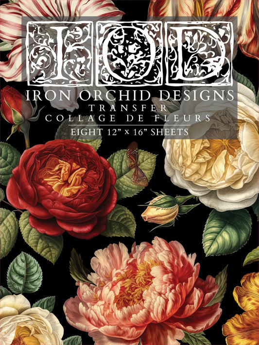 IOD COLLAGE DE FLEURS Decor Transfer by Iron Orchid Designs