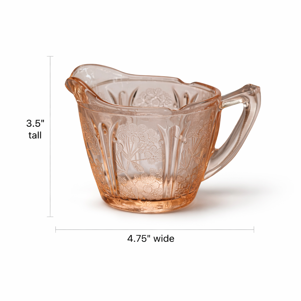 1930s Jeannette Cherry Blossom Pink Depression Glass Creamer - USA
