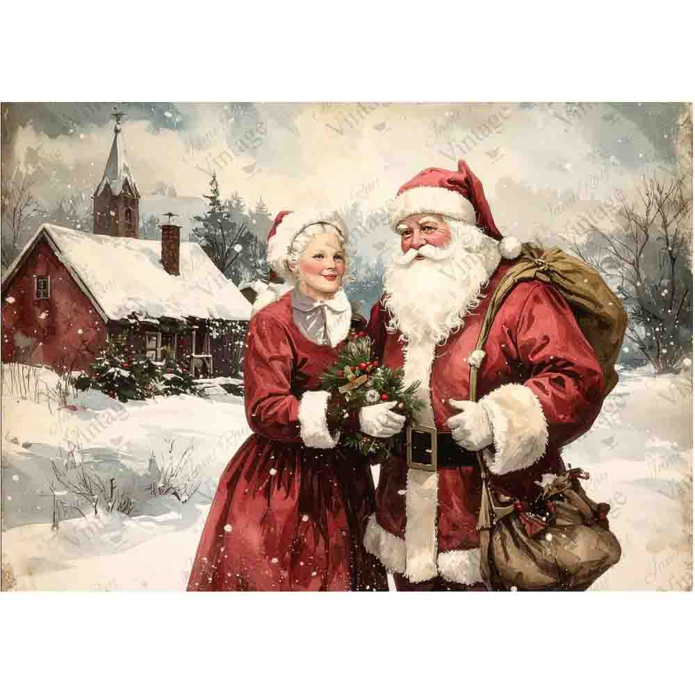 Santa and Mrs. Claus A4 Rice Paper - JRV