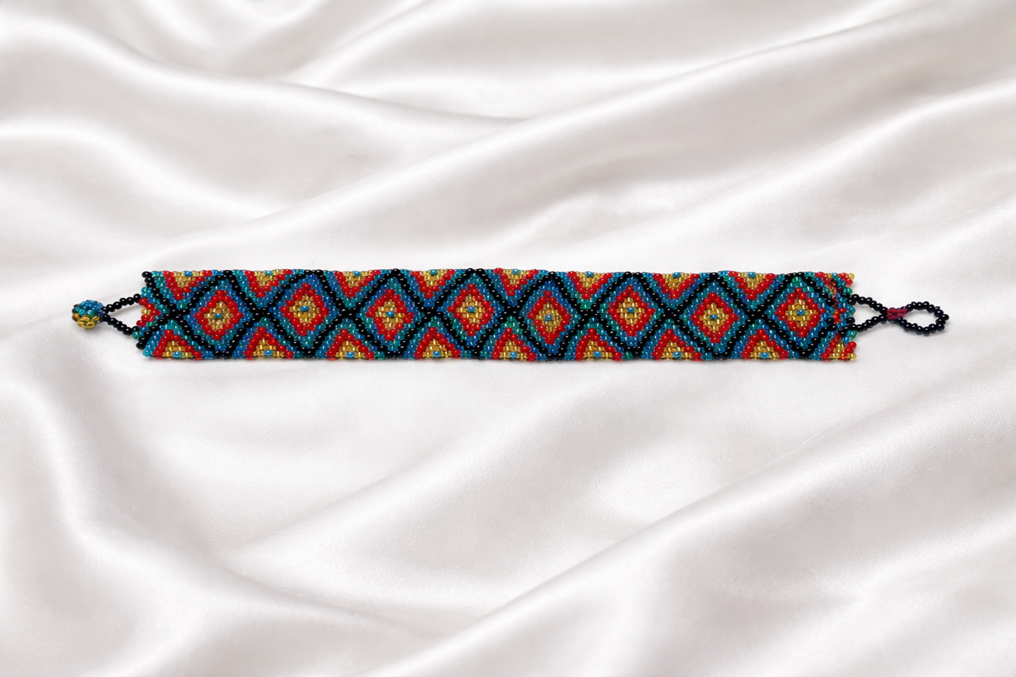 Vintage Flat Peyote Beaded Bracelet | 1" Wide Array of Colors