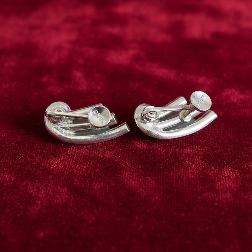 Nemo Blue & Clear Rhinestone Earrings - Vintage