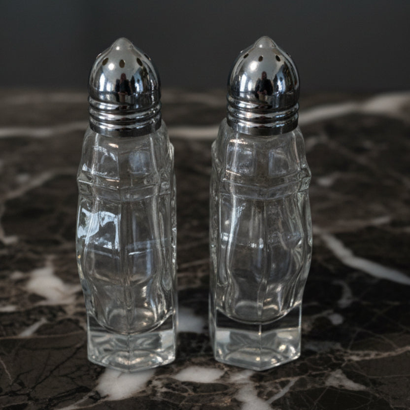 Vintage Pinwheel Cut Crystal Salt & Pepper Shaker Set | 3.5" Tall