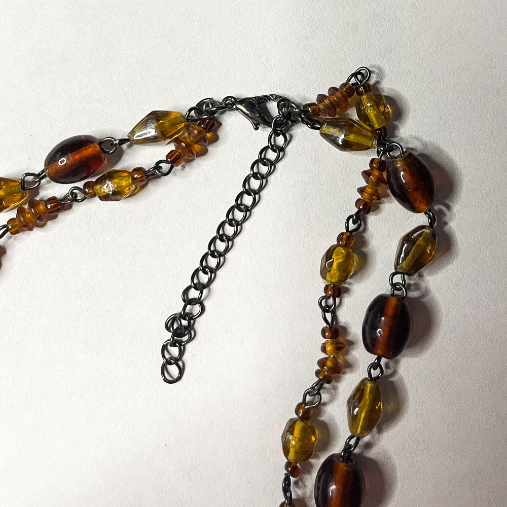 Vintage Amber & Yellow Glass Beaded Necklace