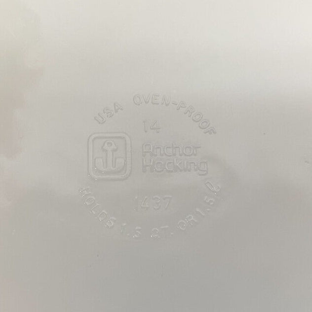 1970s Hospitality Ovenware 1.5 Qt Round Casserole #1437 by Anchor Hocking-Anchor Hocking-Milk Glass-Stockton Farm