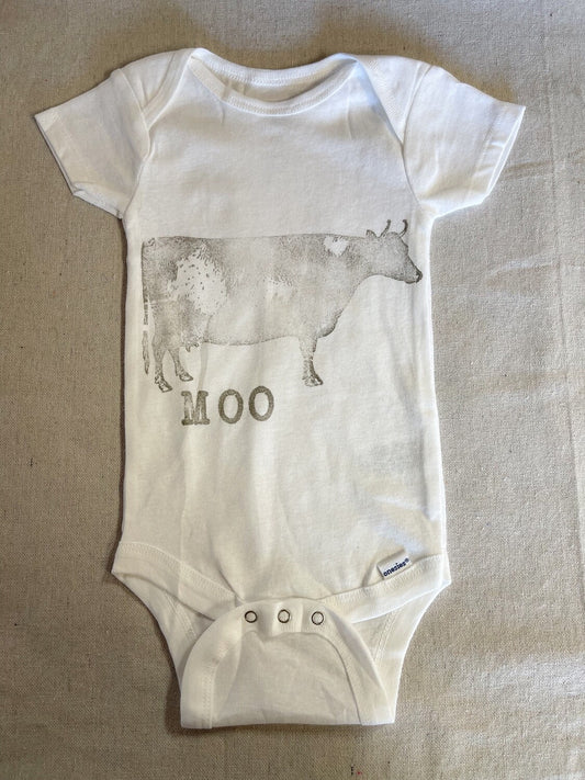 Cow Printed Cotton Baby One-Piece 6-9 Months Short Sleeve-Stockton Farm-Baby One-Piece-Stockton Farm