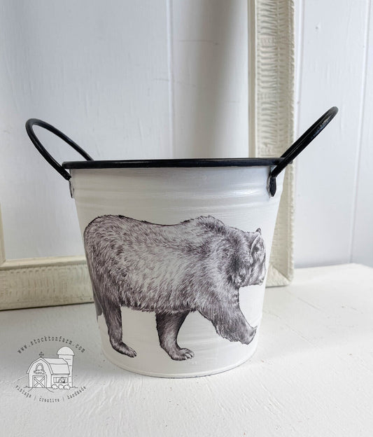 Decorative Winter Bears Tin Bucket-Stockton Farm-Tin Bucket-Stockton Farm