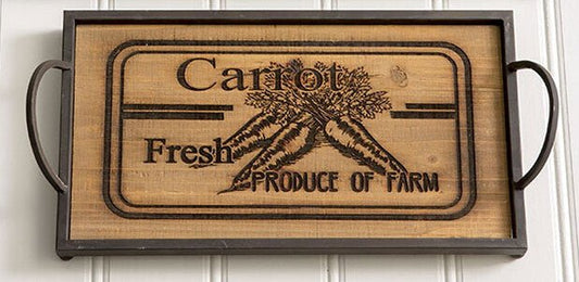 Fresh Carrots Rustic Wood Serving Tray by CTW Home Collection-CTW Home Collection-Serving Tray-Stockton Farm