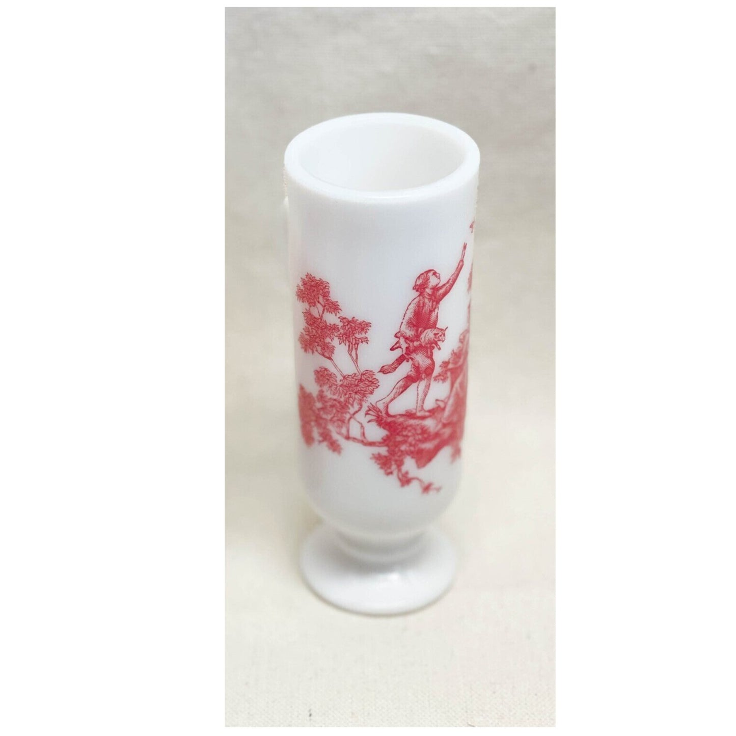 Milk Glass Demitasse Red Toile Mug by Avon