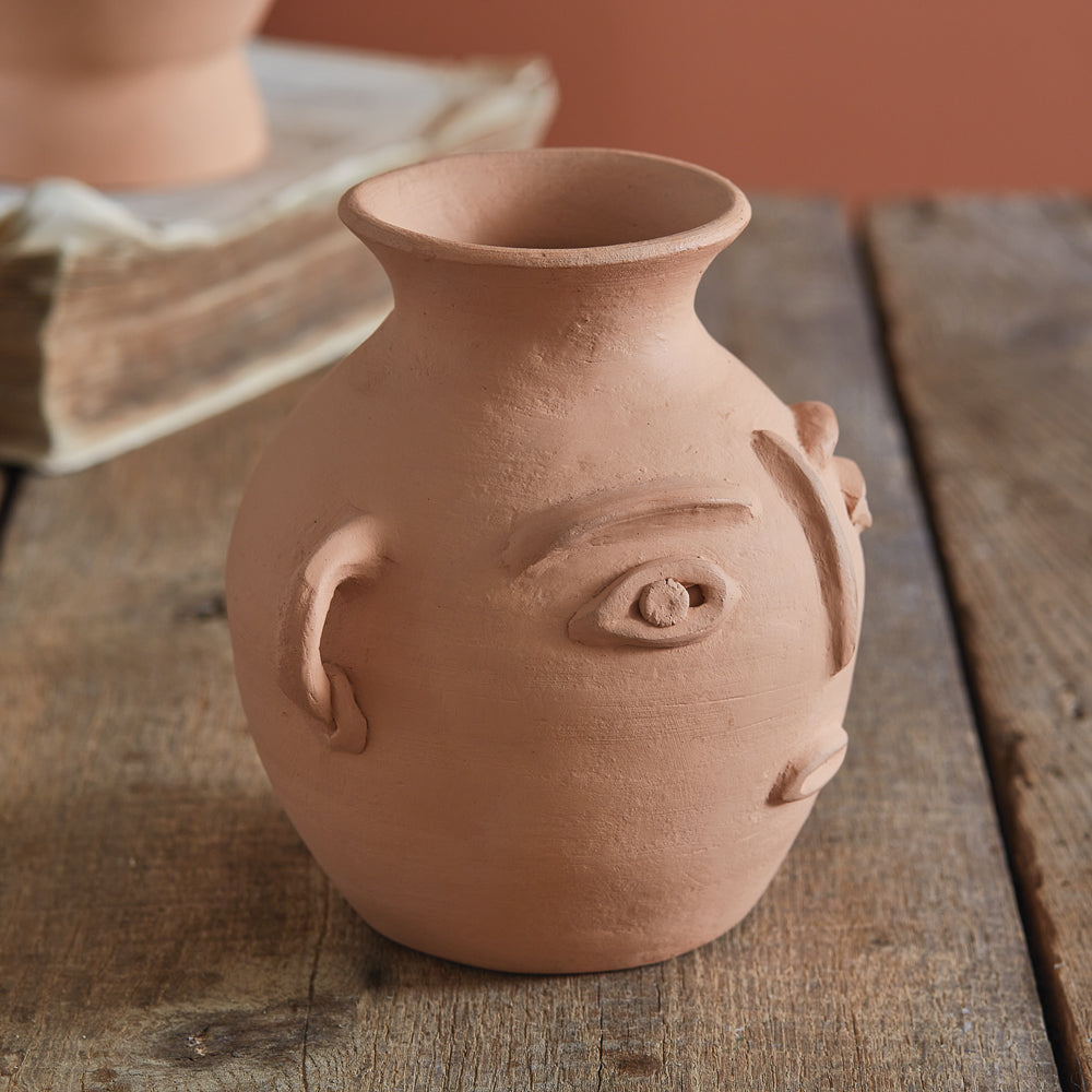 Abstract Face Terracotta Jug