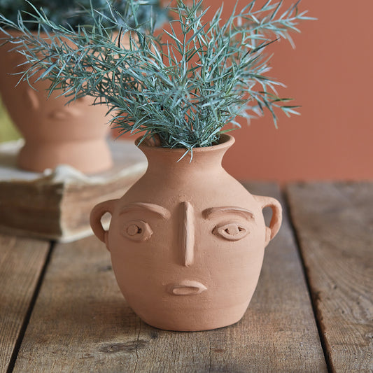 Abstract Face Terracotta Jug