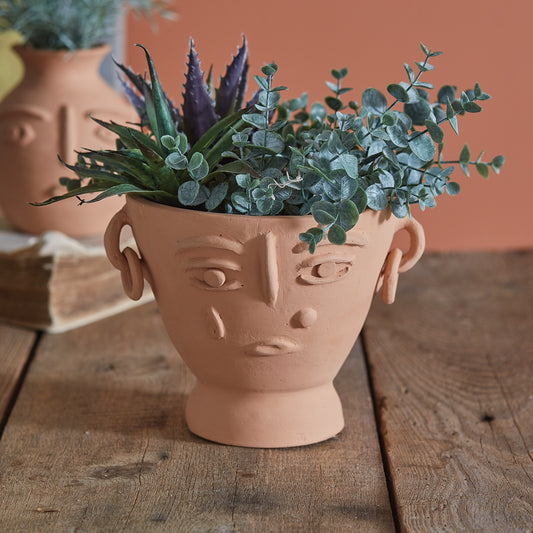 Abstract Face Terracotta Planter