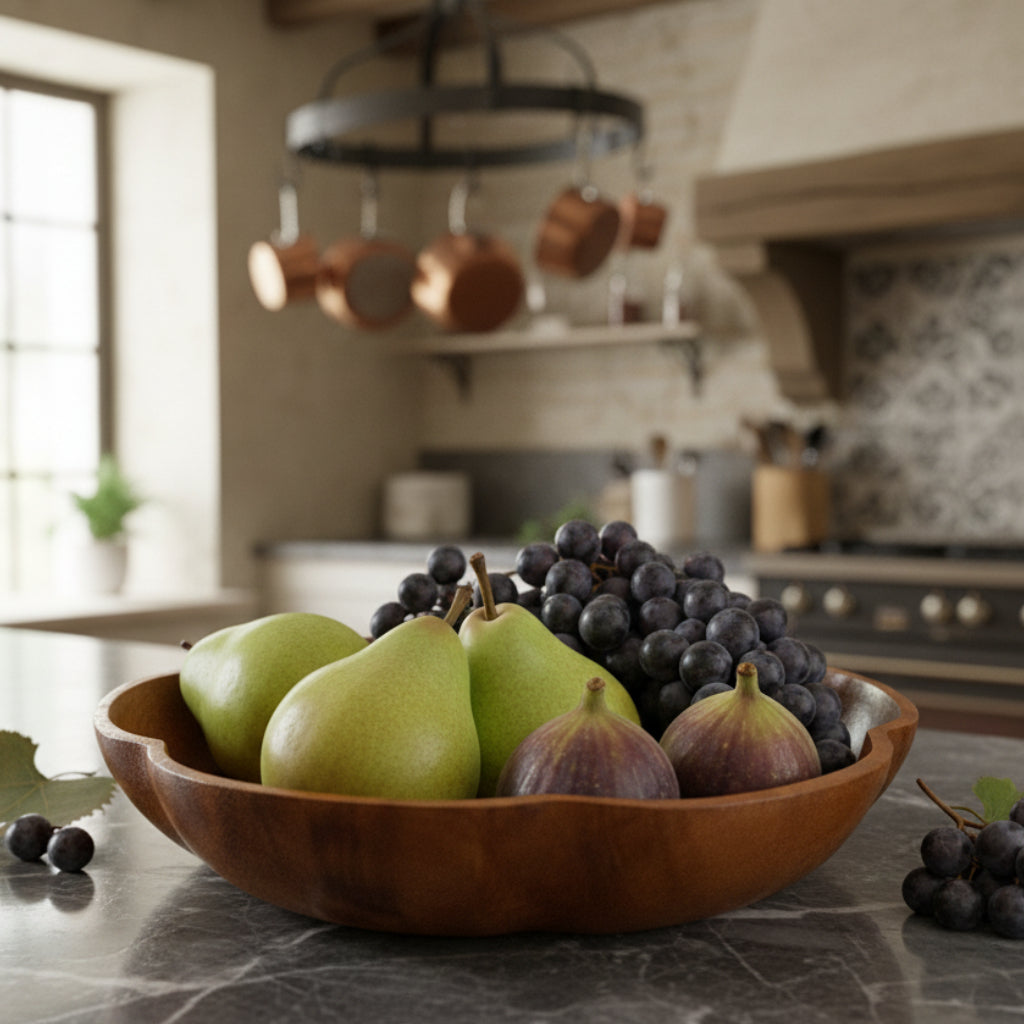 Vintage Acacia Wood Decorative Bowl | 10" Farmhouse Table Decor
