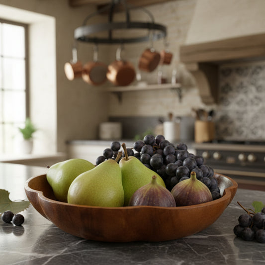 Vintage Acacia Wood Decorative Bowl | 10" Farmhouse Table Decor