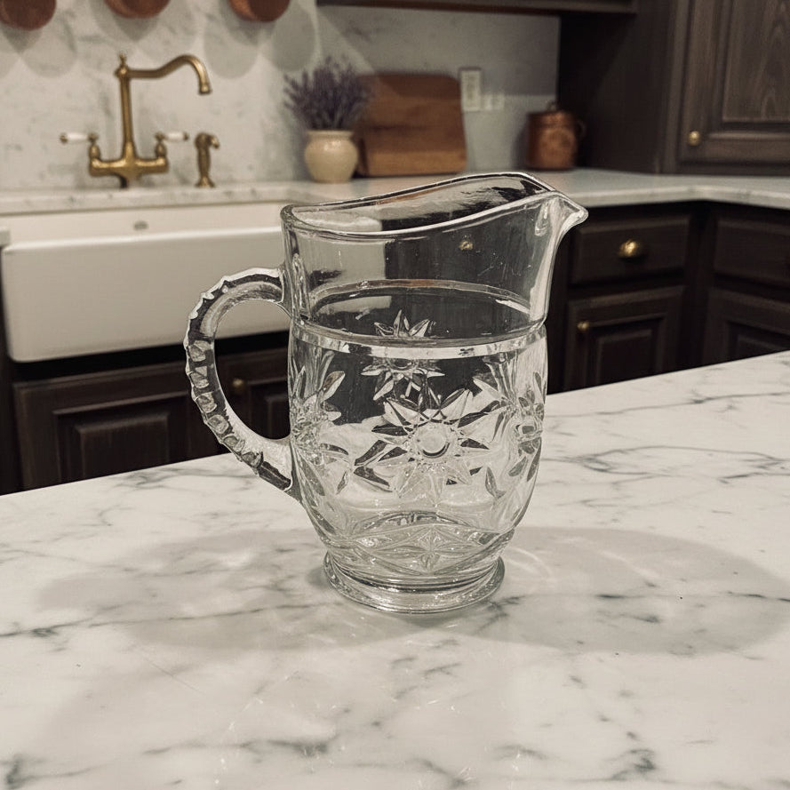 1960s Anchor Hocking Star of David Pitcher | EAPC Prescut Glass