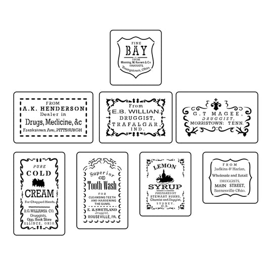 Apothecary Labels 2 Stencil Pack by JRV