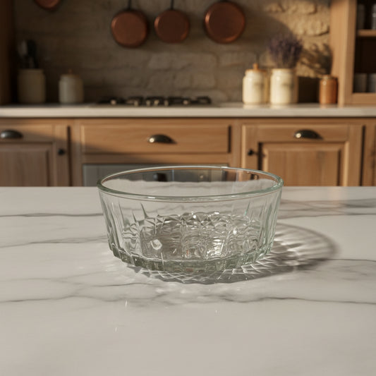 1970s Arcoroc Diamant Sunburst Glass Serving Bowl 4"