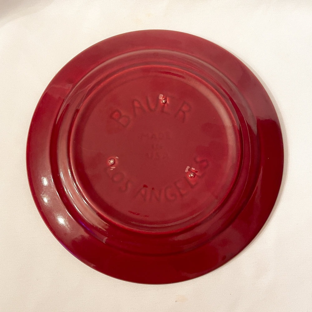 Bauer Pottery Ring Burgundy Dinner Plate - 1940s