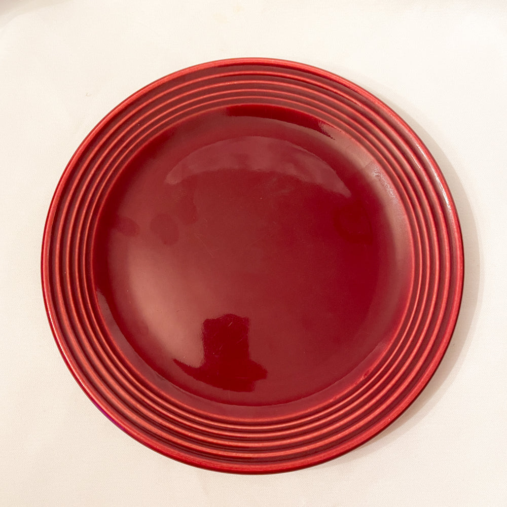 Bauer Pottery Ring Burgundy Dinner Plate - 1940s