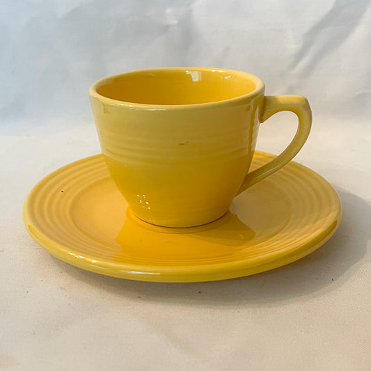 Bauer Pottery Monterey Yellow Cup & Saucer - 1940s