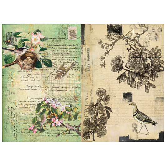 Botanical Blocks Decoupage Paper - Roycycled Treasures
