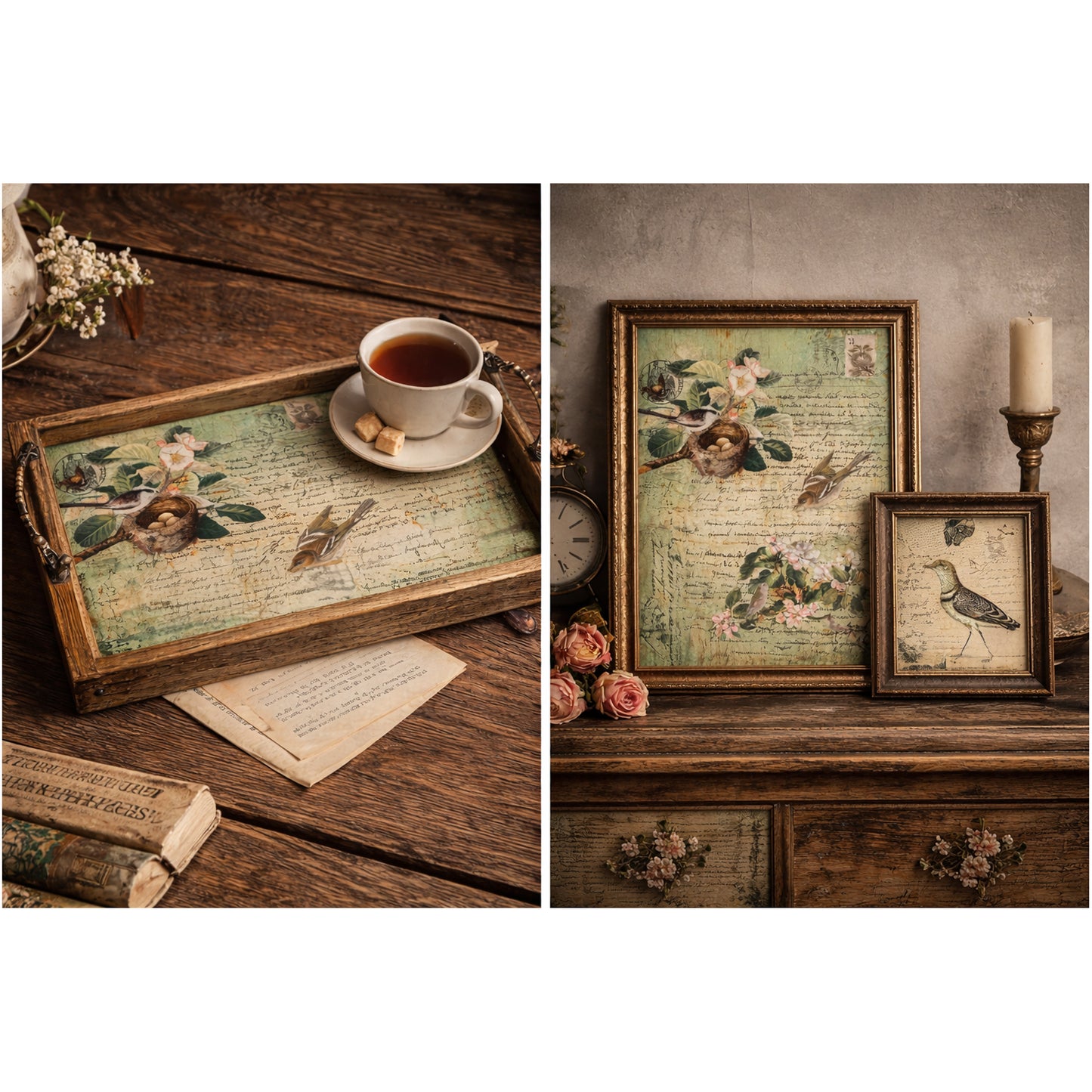 Botanical Blocks Decoupage Paper - Roycycled Treasures