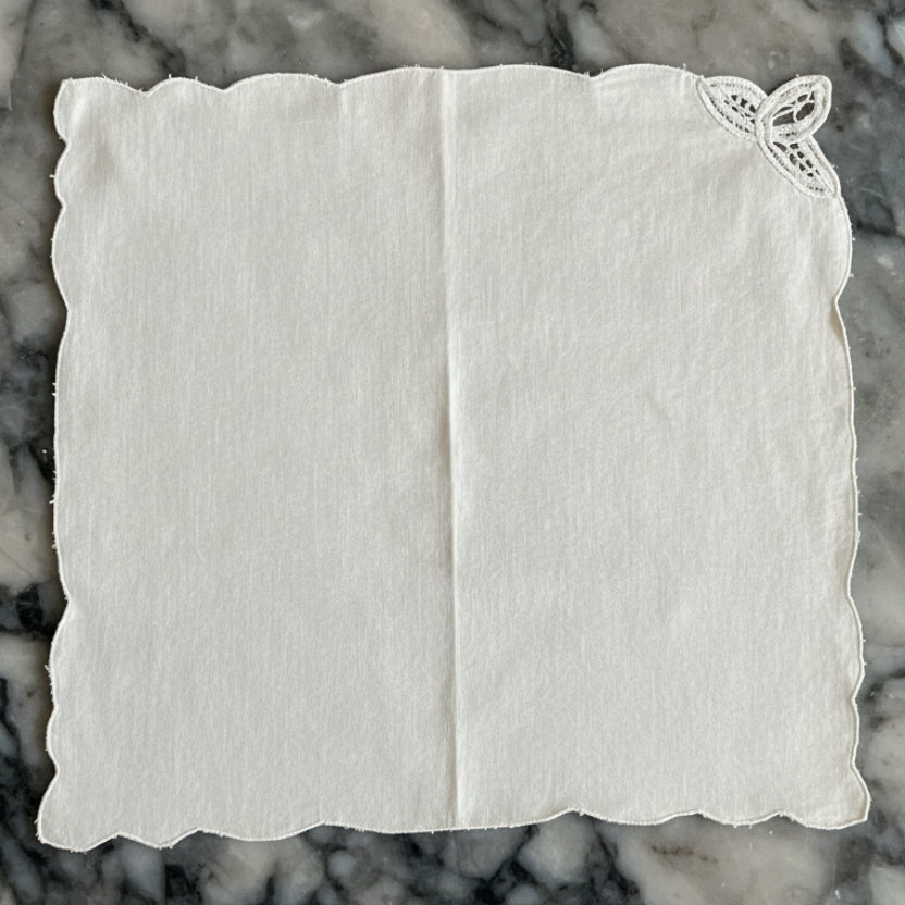 Vintage Brugge Lace Napkins Set of 10 | Ivory 15" French Country Decor
