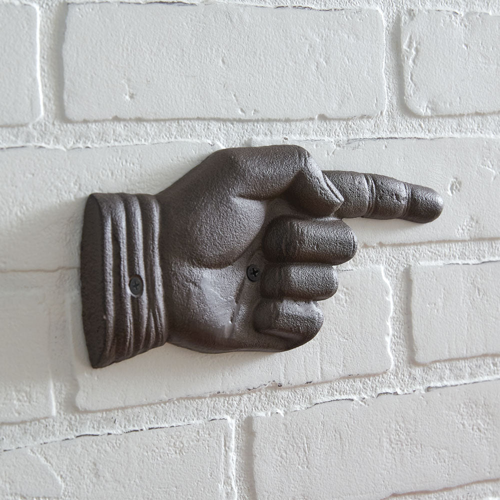 Cast Iron Pointing Hand Wall Plaque