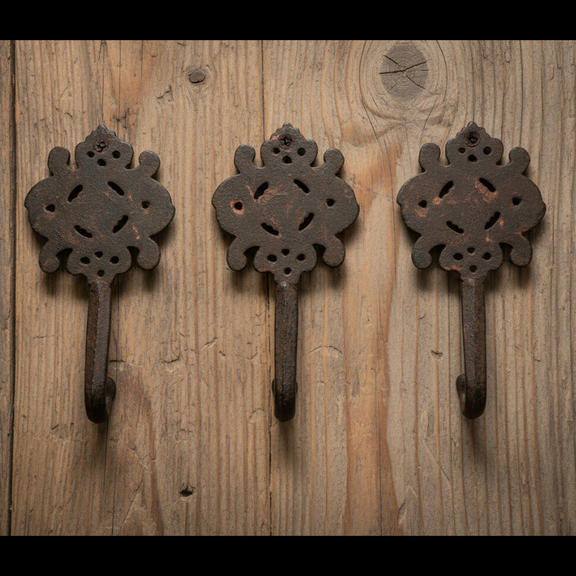 Decorative Cast Iron Wall Hook - Set of 3