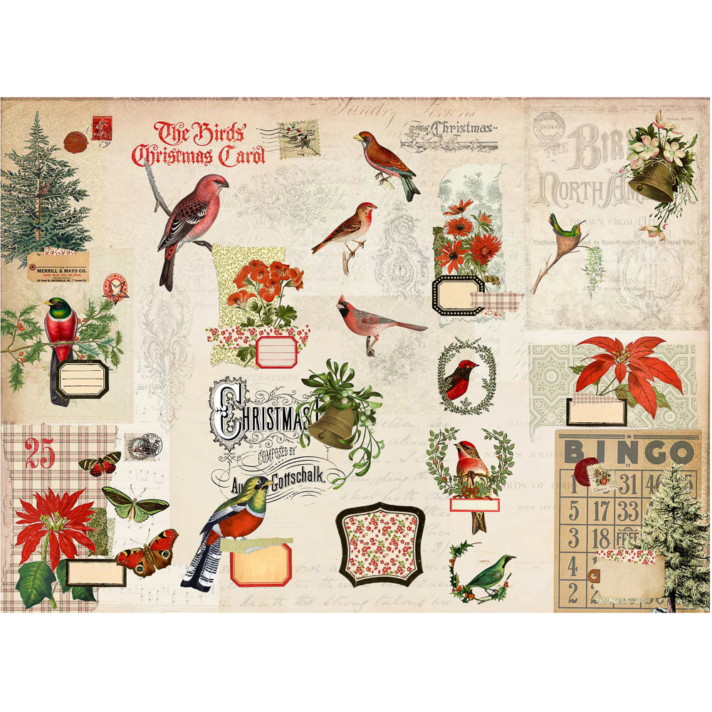 Christmas Flock Masterboard Decoupage Paper - Roycycled Treasures