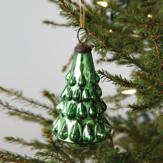 Christmas Tree Mercury Glass Ornament - Box of 4