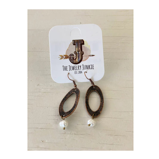 Copper & Freshwater Pearl Dangle Earrings by The Jewelry Junkie