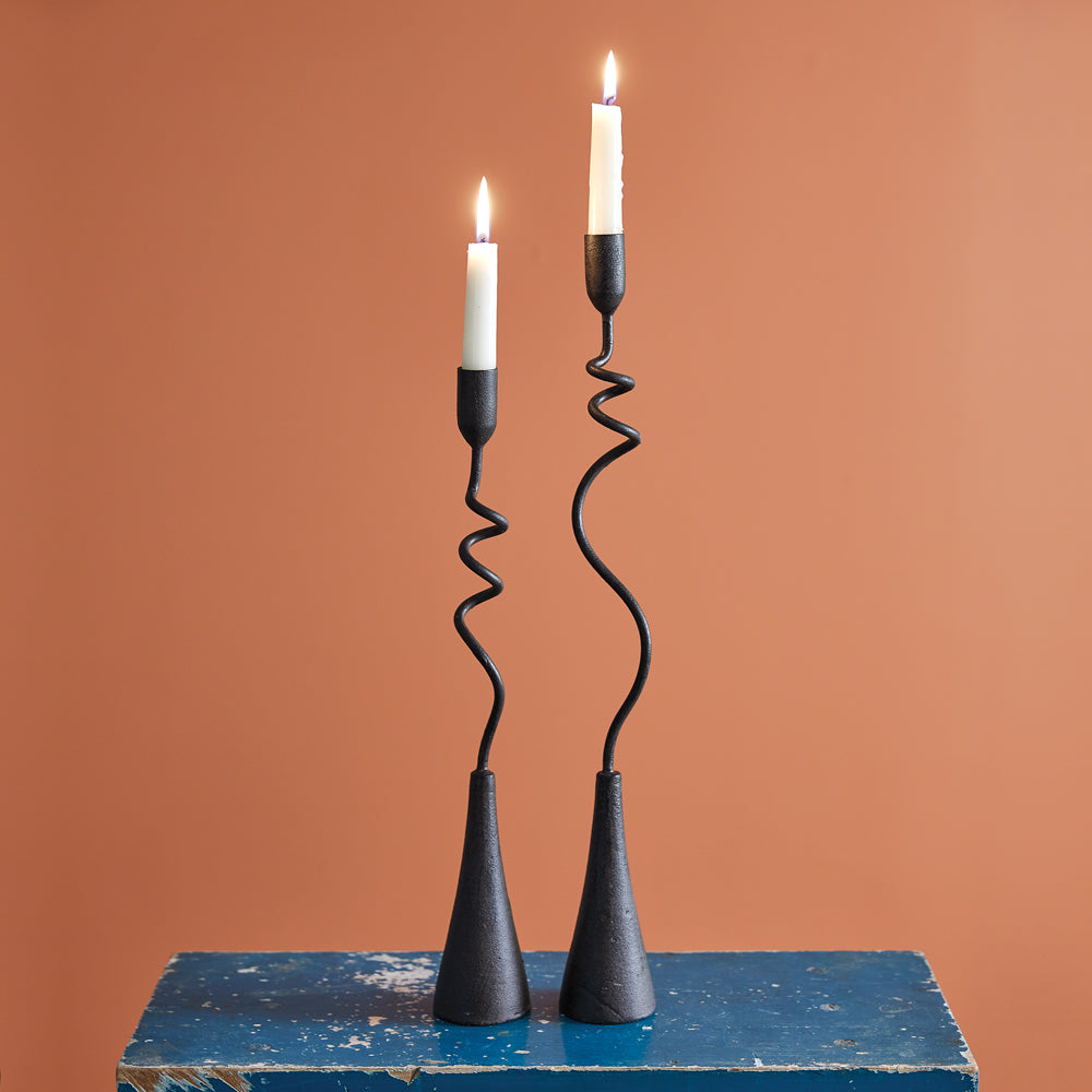 Curly Taper Candle Holders - Set of 2