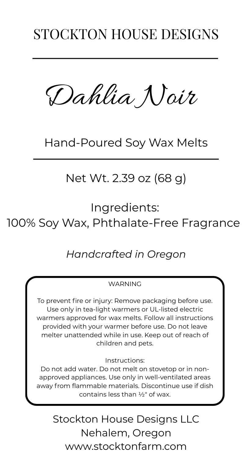Dahlia Noir Soy Wax Melts