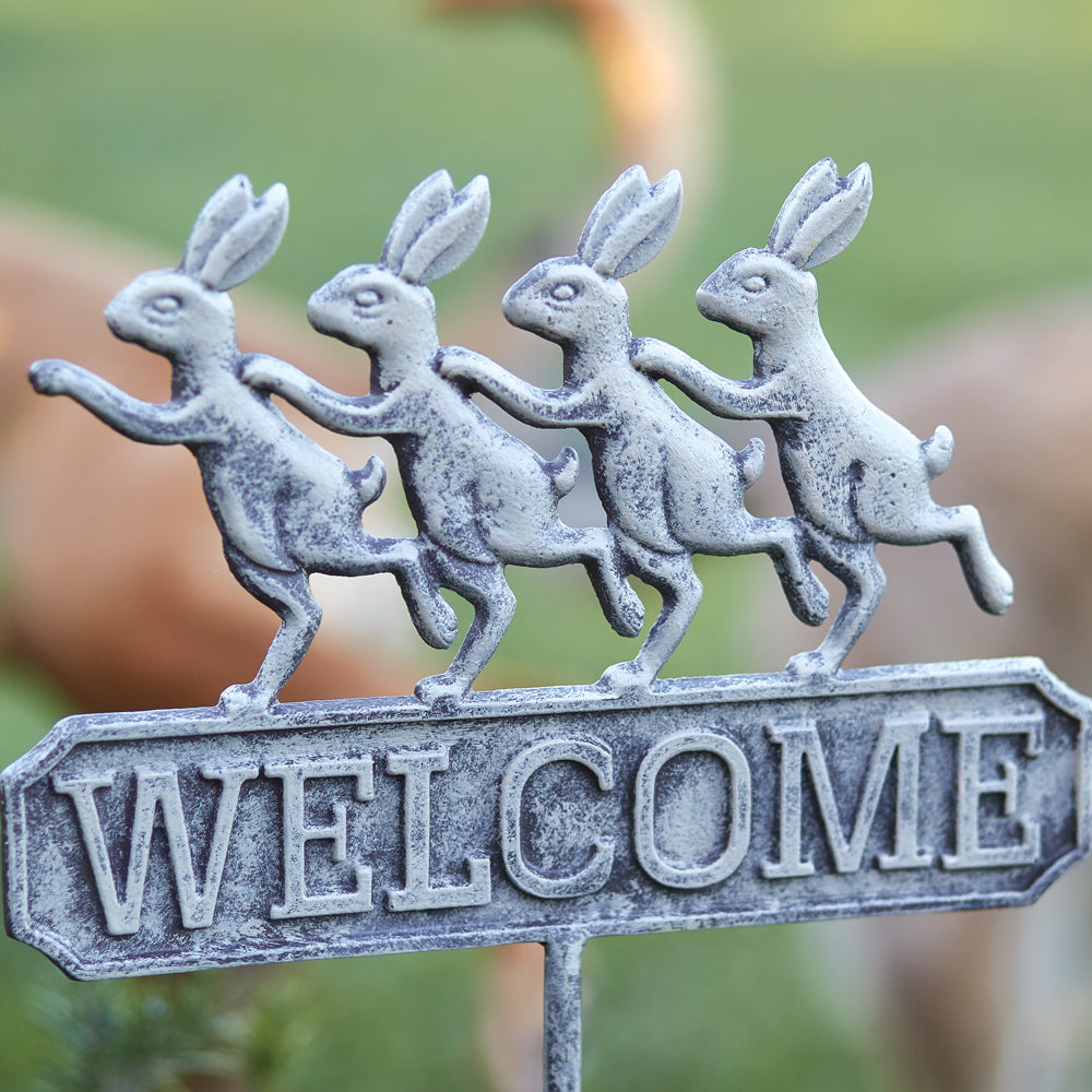 Dancing Bunny Welcome Garden Stake