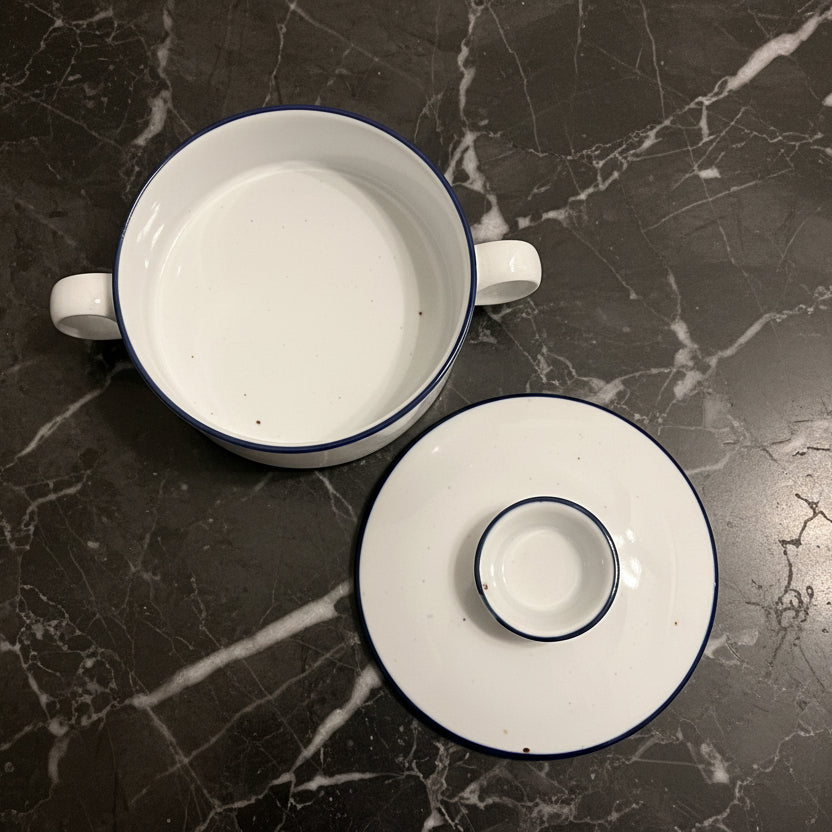 Vintage Dansk Designs Blue Mist Speckled Lidded Sugar Bowl - Niels Refsgaard