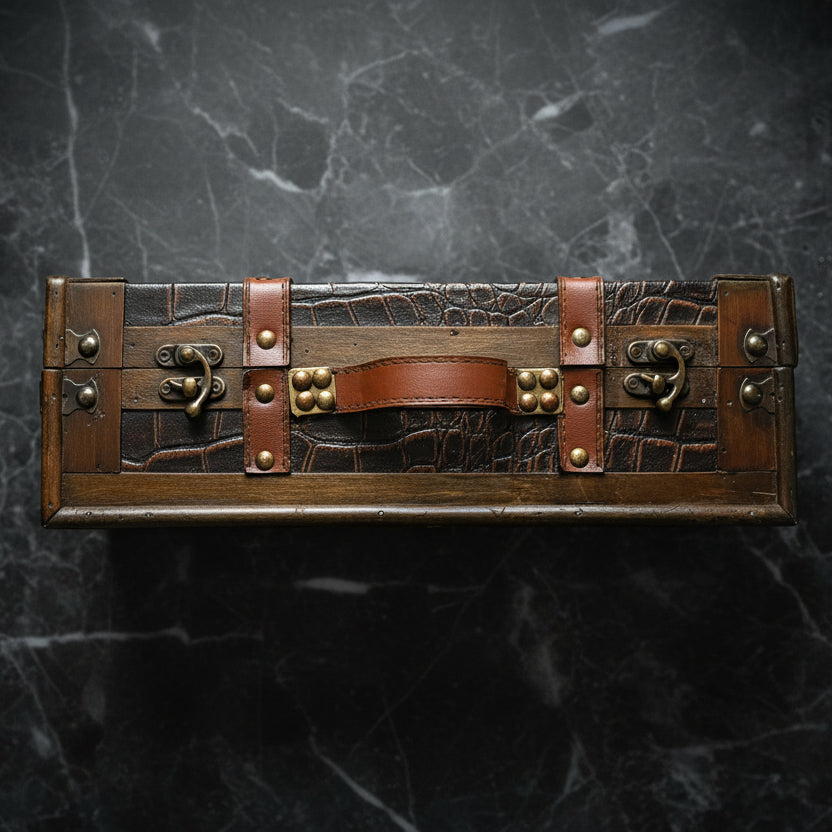 Decorative Wood & Leather Storage Box