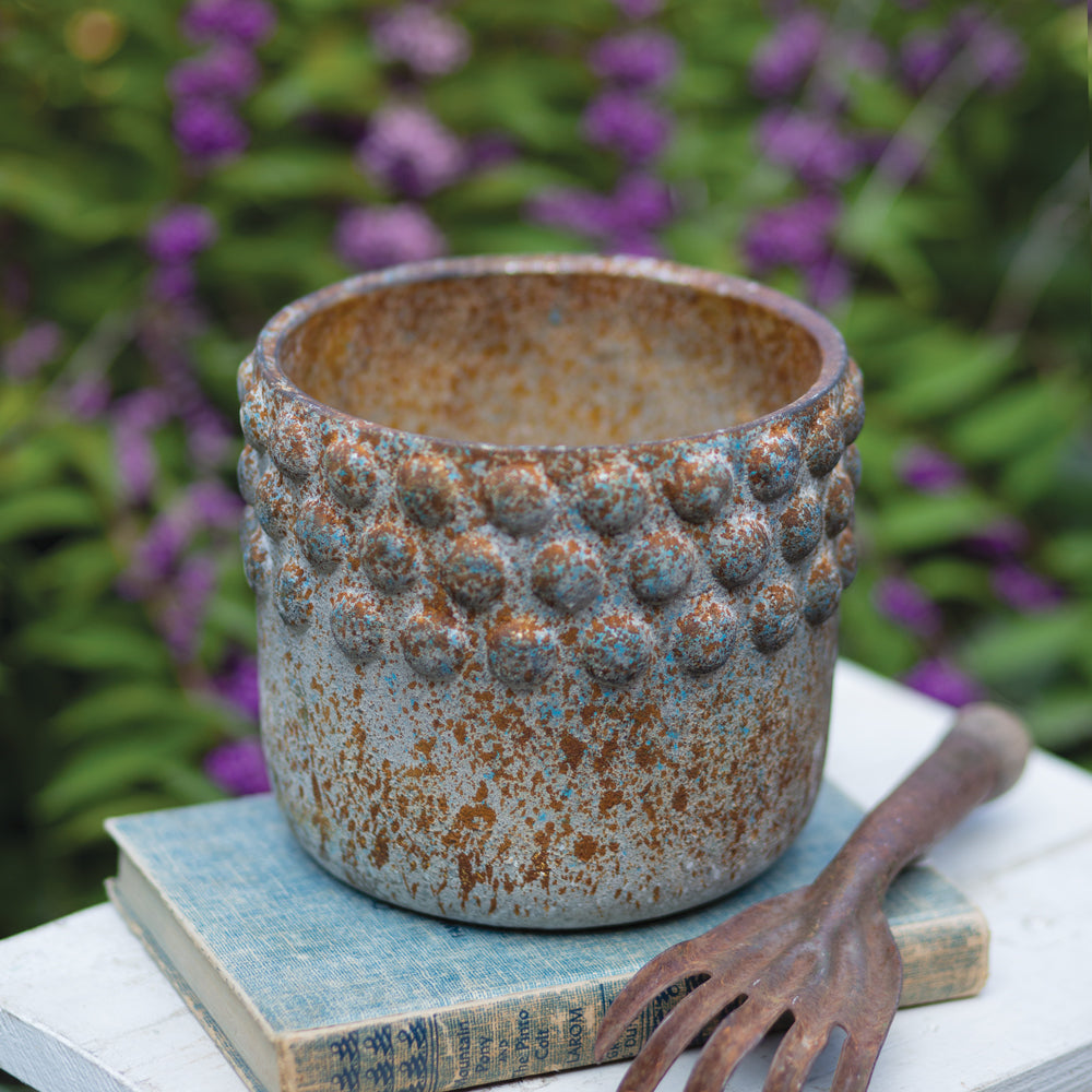 Denim Hobnail Concrete Pot