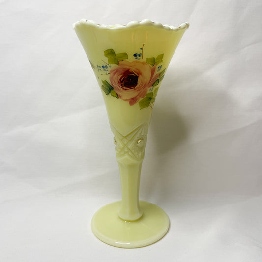 Diamond Peg Custard Glass Vase - Jefferson