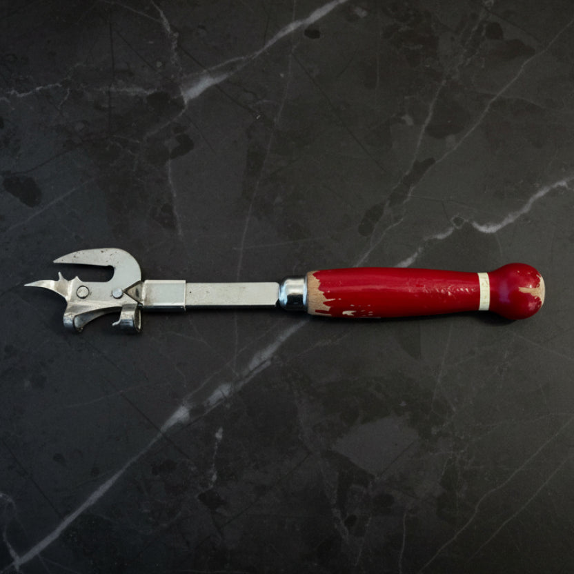 Vintage EKCO A&J Can & Bottle Opener | Red Handle Wood Grip | USA