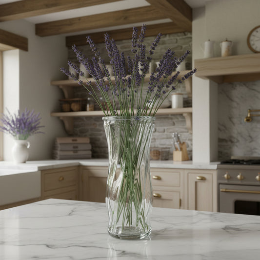 1960s EO Brody Clear Swirl Glass Vase #C972