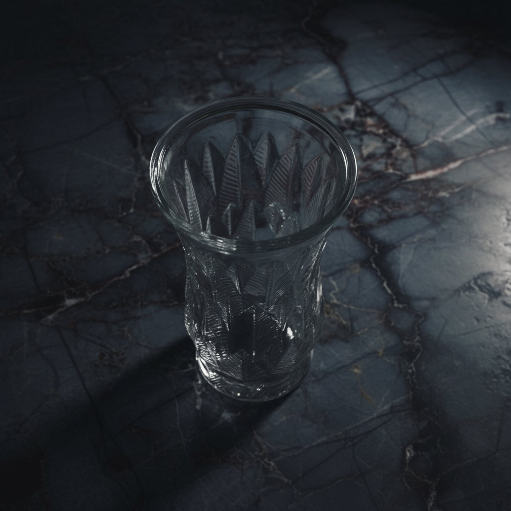 1960s EO Brody Feather Ribbed Clear Glass Vase #c972