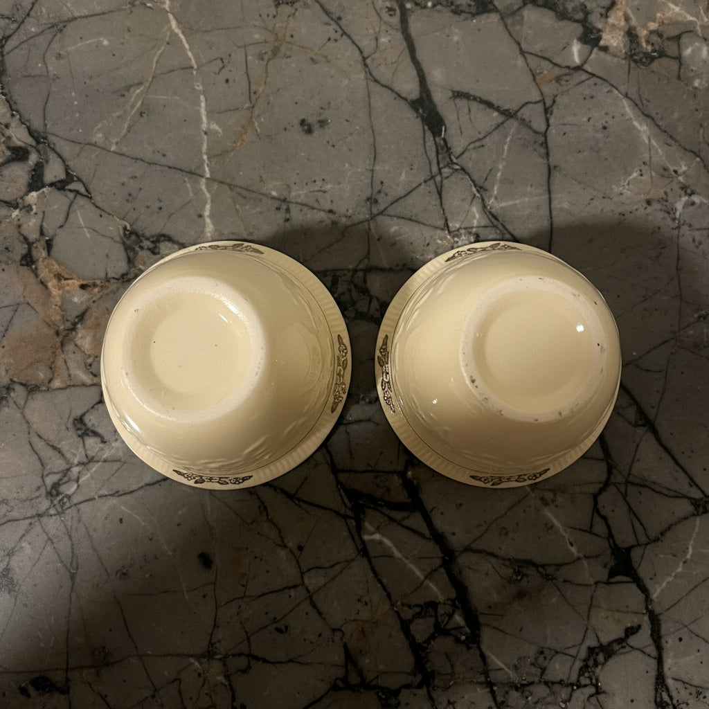 Vintage Embossed Custard Cups - Set of 2