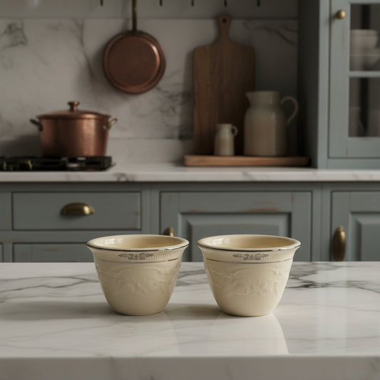 Vintage Embossed Custard Cups - Set of 2