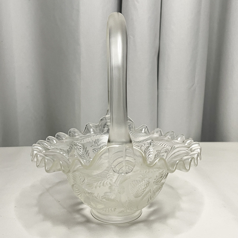 Vintage Fenton Frosted Glass Strawberry Basket